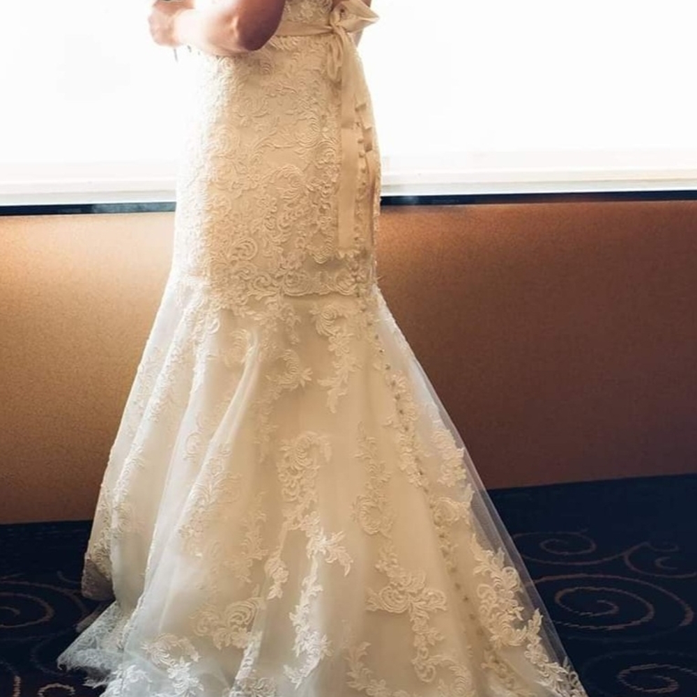 Elegant White Lace Wedding Dress - Picture 4 of 11